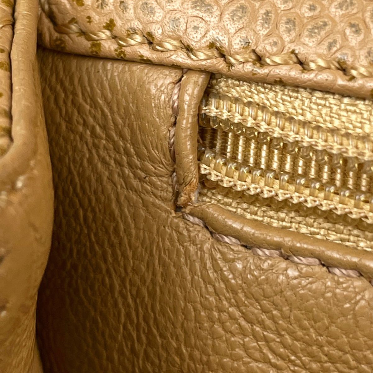 Chanel CC Logo Handbag Quilted Caviar Leather Beige — view 8