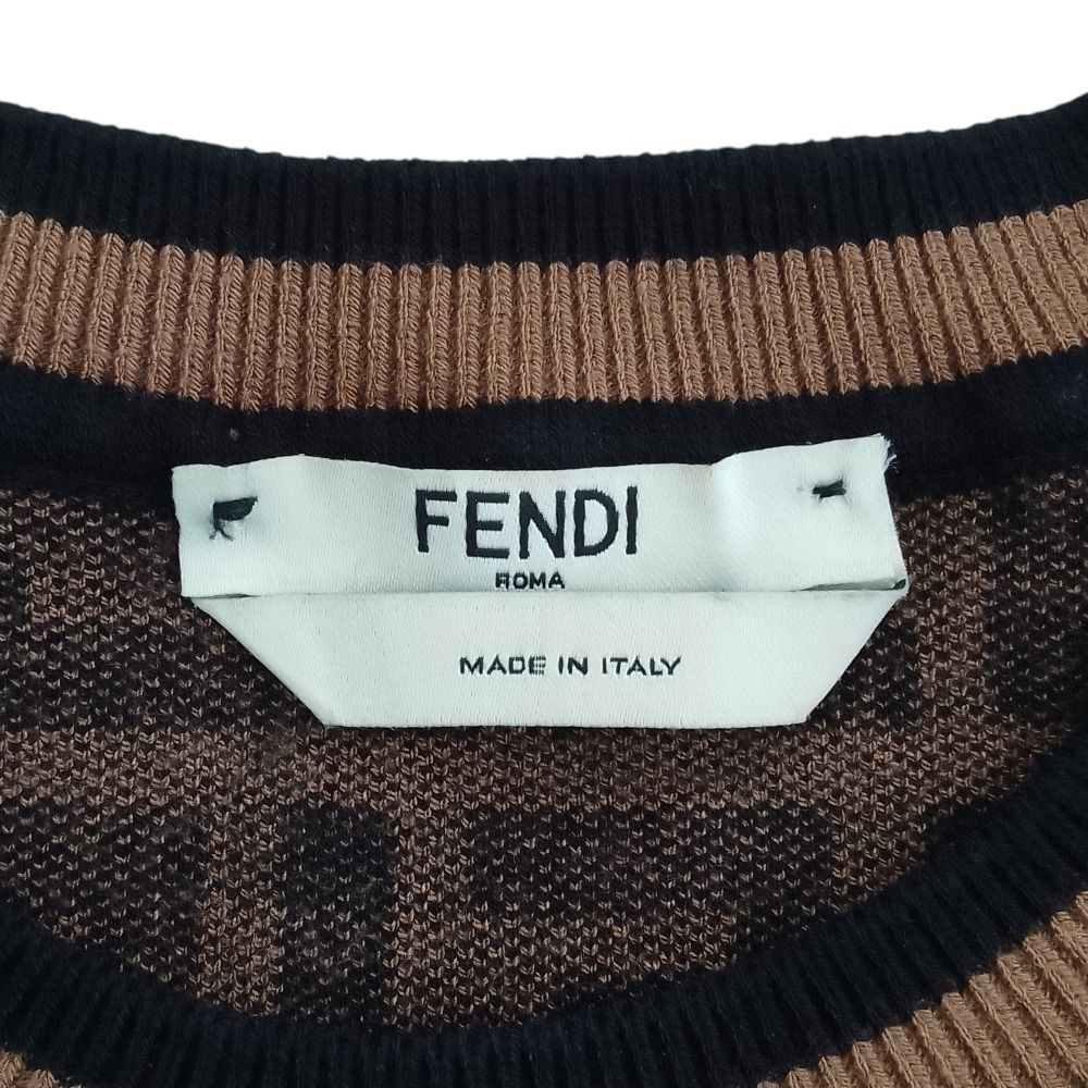 Fendi Zucca Jacquard Jersey Knit Dress Long 36 Brown Black — view 8