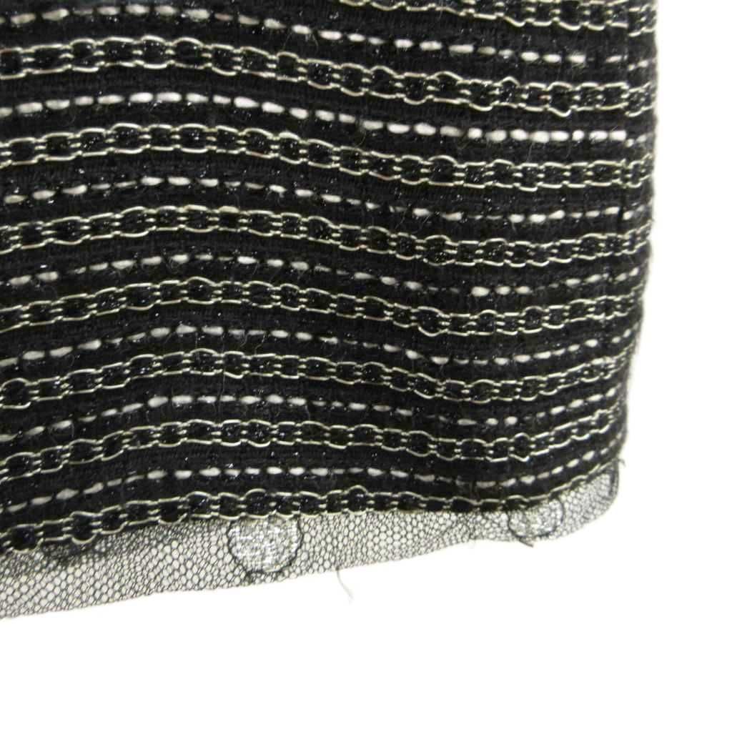 Chanel Hem Lace Tweed Skirt 38 Black Mini Length A-Line PP — view 4