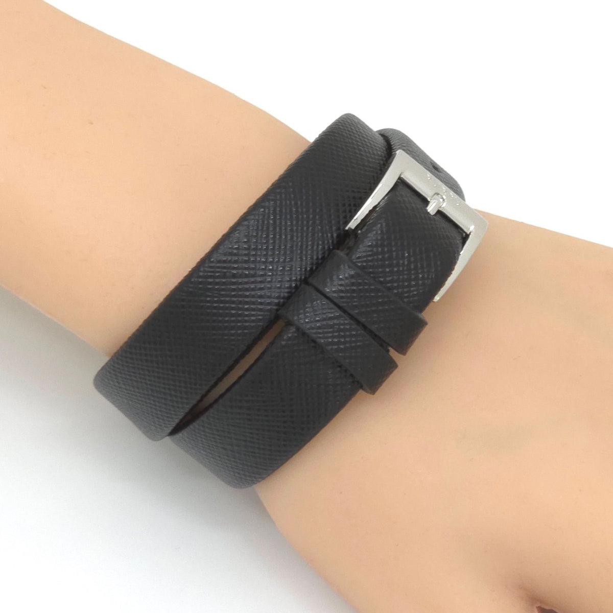 Prada Centurion Double Saffiano Leather Bracelet 44 Wrist Circumference 13 — view 8