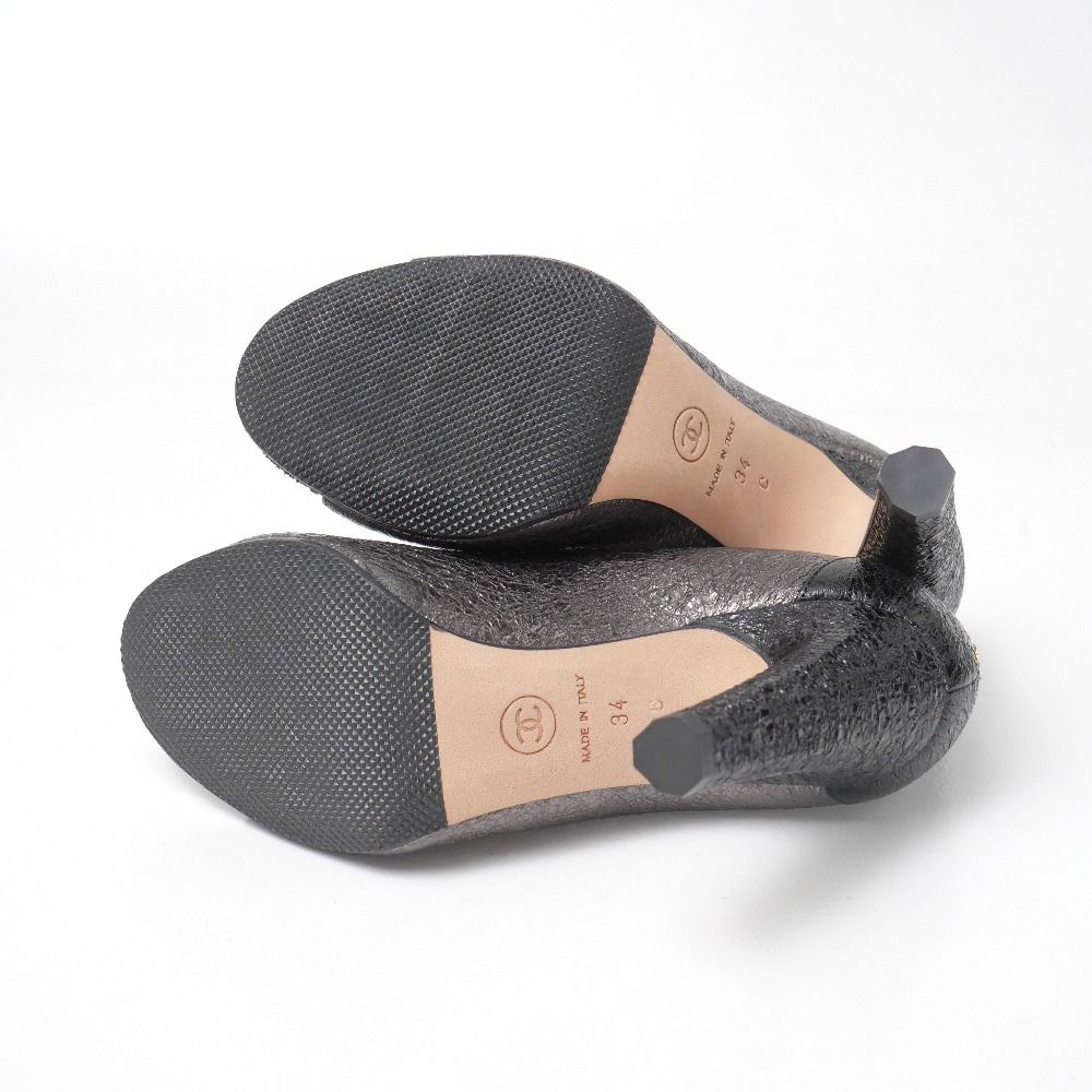 Chanel Pumps c Open Toe Shoes CC Logo Metallic 34 — view 7