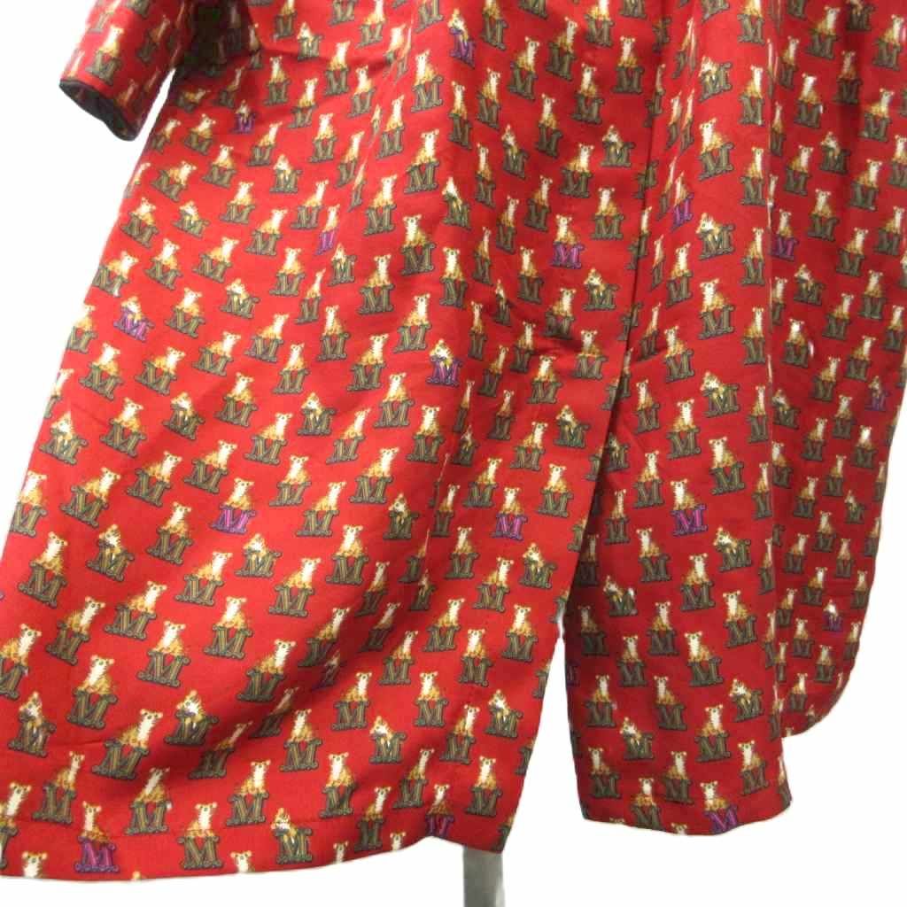 Max Mara White Tag Cupido 005 Shirt Dress Silk 42 Red Tiger M Logo Monogram — view 8