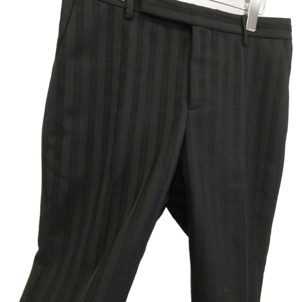 Saint Laurent Paris Pants Trousers Wool Shadow Stripe Zip Fly 46 M Black — view 4