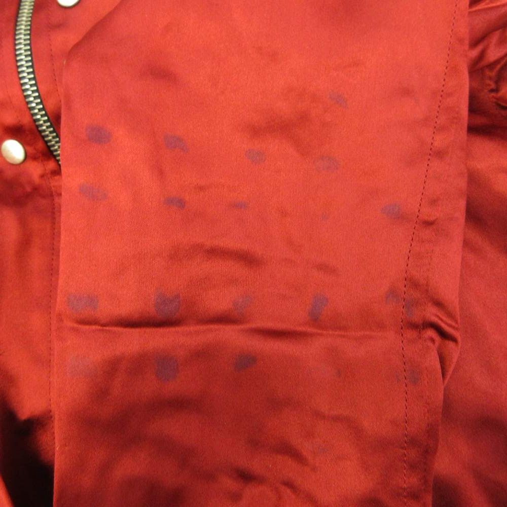 Saint Laurent Paris Bomber Jacket Satin Silk Blend Zip Up Studs 34 XS — view 6