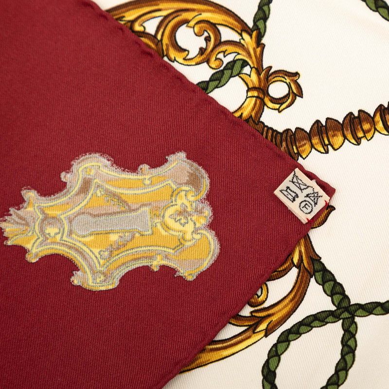 Hermes Carre 90 Les Leather Keys Rare Key Pattern Scarf Large Wine — view 7