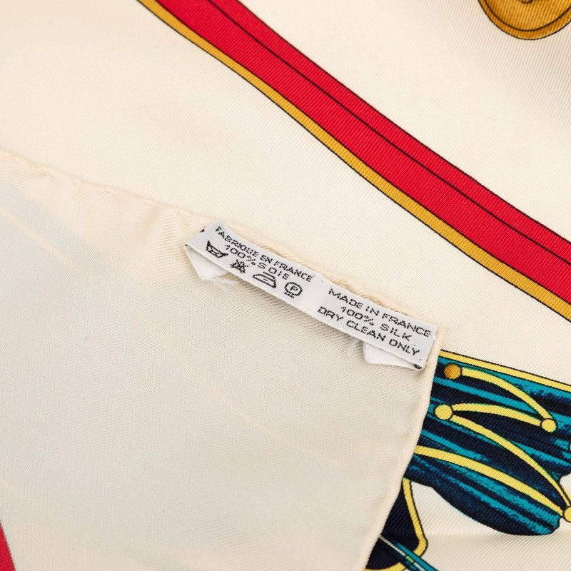 Hermes Carre 90 Spring Scarf Large White Multicolor Silk — view 7
