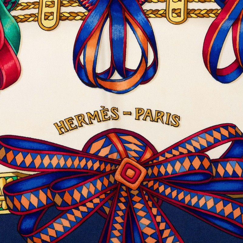 Hermes Carre 90 Les Rubans du Cheval Horse Ribbon Decoration Scarf Large Navy — view 8