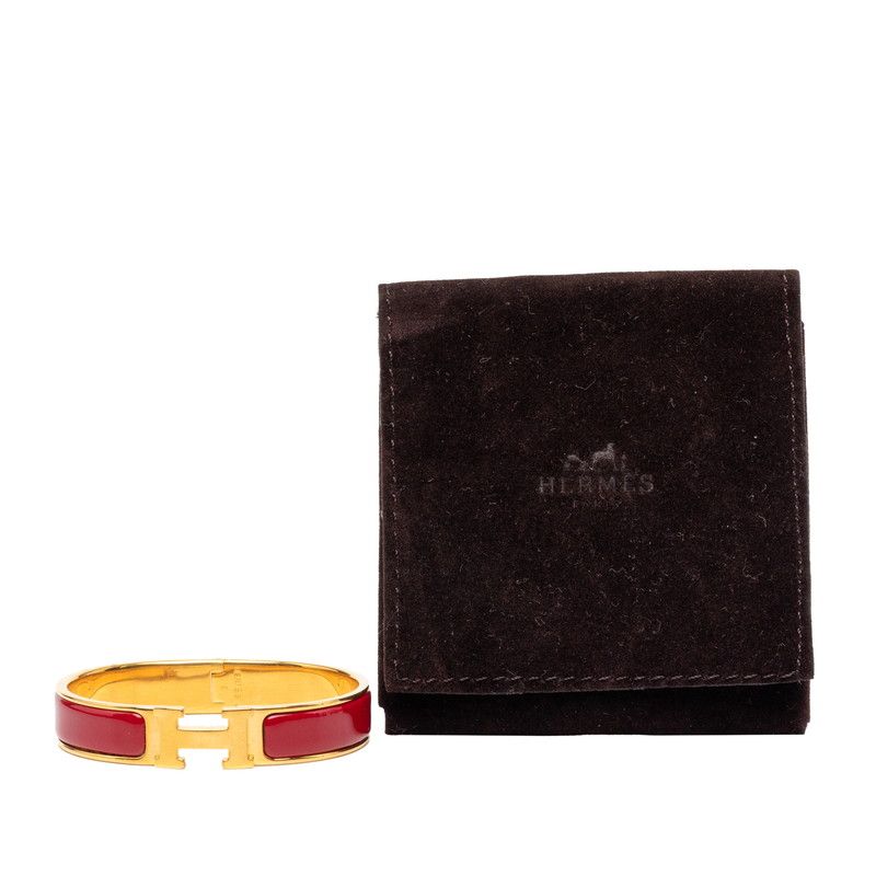 Hermes Clic H PM Enamel Bracelet Red Gold Plated — view 6