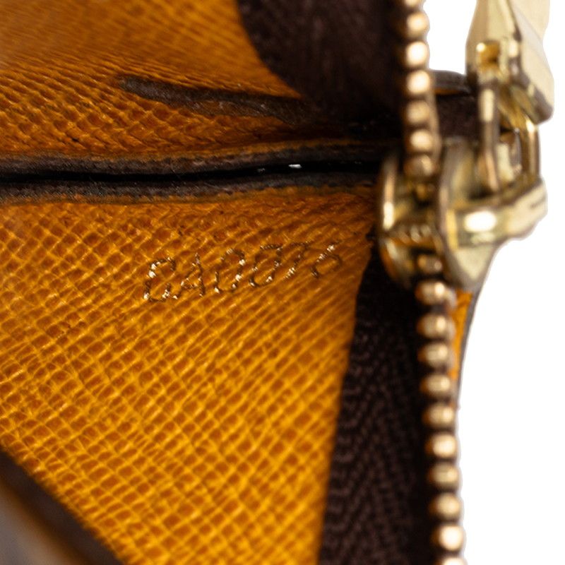 Louis Vuitton Monogram Pochette Cles Belbow Coin Case Brown Yellow — view 7