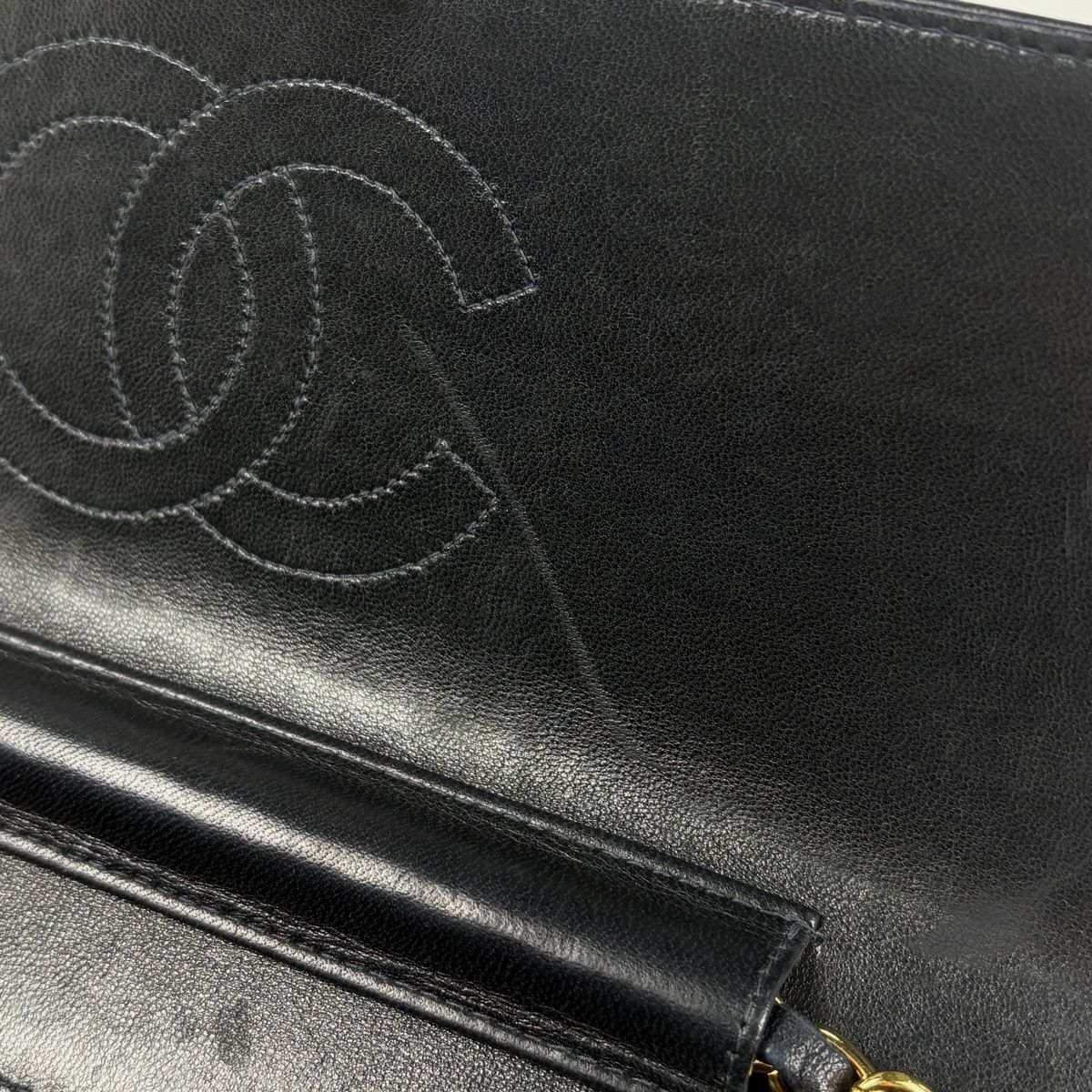 Chanel Quilted Single Flap Chain Shoulder Bag CC Logo Push Lock Leather Black — view 8