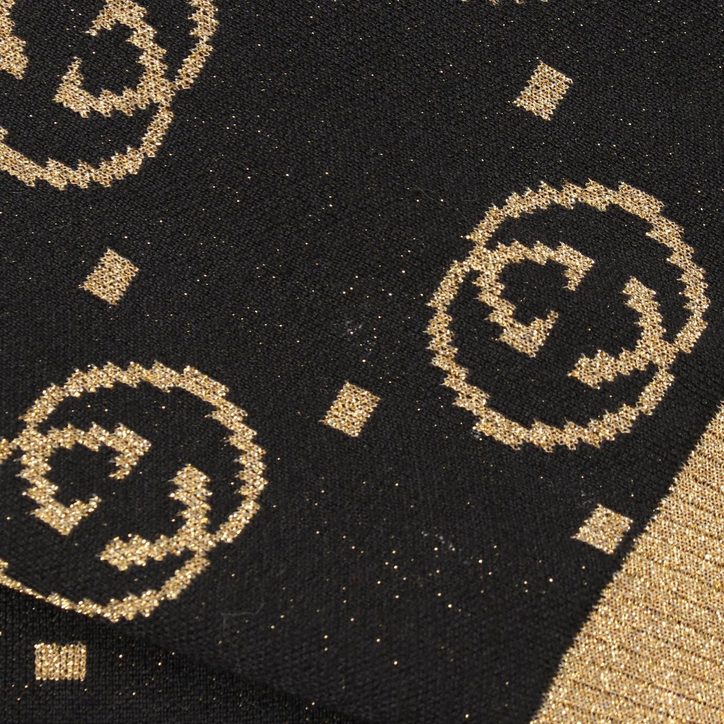 Gucci Cardigan Interlocking G All Over Pattern Black Gold Wool — view 6