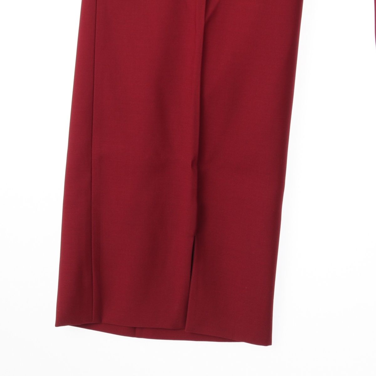 Gucci Wool Oversized Slit Pleated Logo Embroidery Pants Trousers Bordeaux — view 8