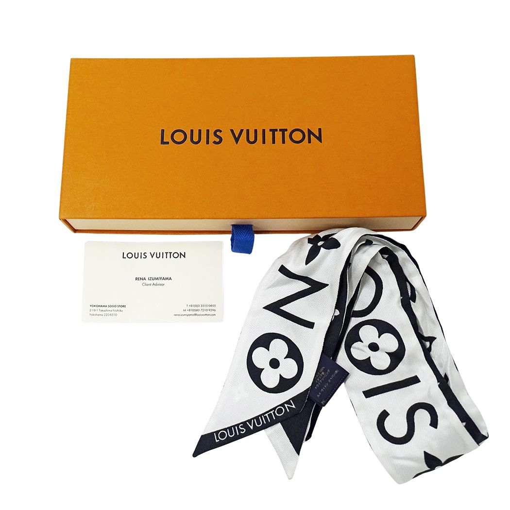 Louis Vuitton Scarf Silk Bandeau BB Monogram Infinity White Noir Black — view 8