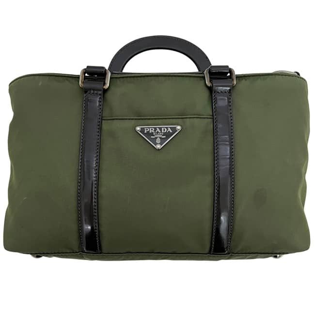 Prada 2-Way Shoulder Bag Khaki Green Tessuto Nylon Leather — view 8