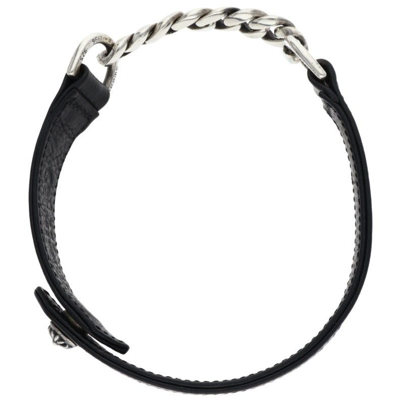 Chrome Hearts Cross Ball 1 Button 1 Snap Double Chain Leather Bracelet — view 5