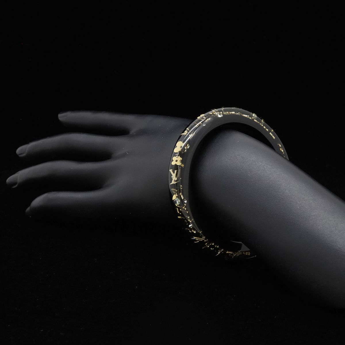 Louis Vuitton Bracelet Ankle John Bangle Rhinestone Clear Dark Brown — view 5