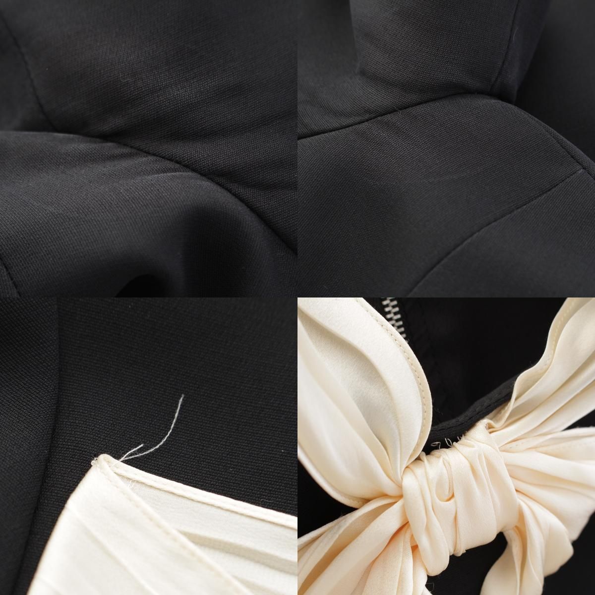 Gucci Wool Silk Ribbon Motif Dress Short Sleeve Top Black White 36 — view 8