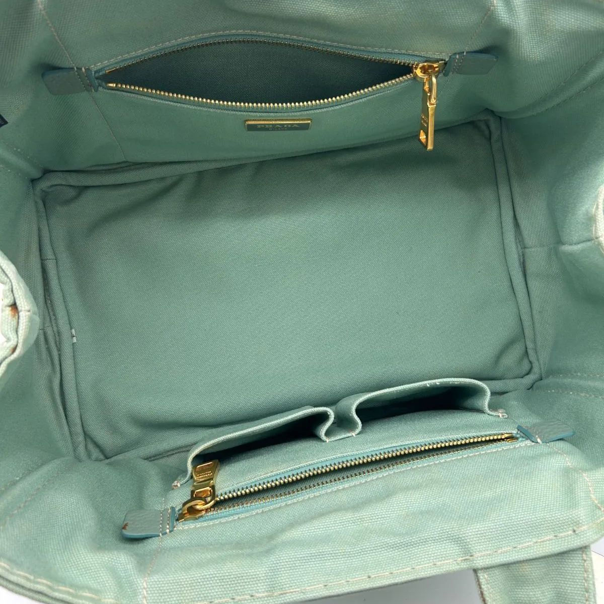 Prada Canapa Tote Bag Mint Green Canvas — view 8