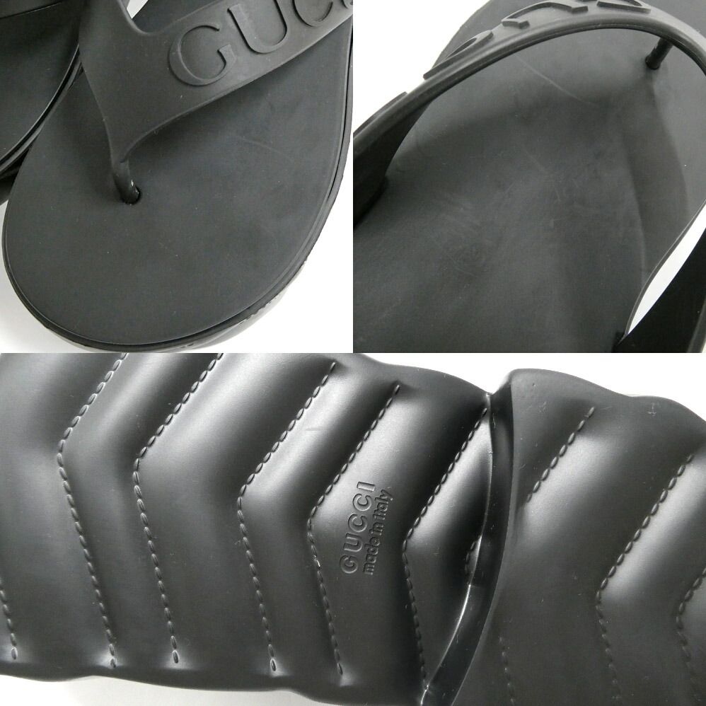 Gucci Thong Sandals Black Rubber Platform Shoes 36 — view 8