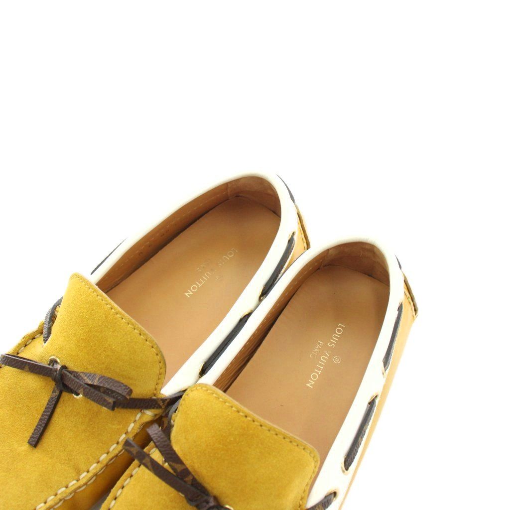 Louis Vuitton Monogram Driving Shoes Suede Mustard 6.5 — view 7