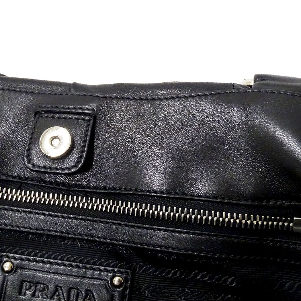 Prada Tote Bag Leather Black Frill — view 8