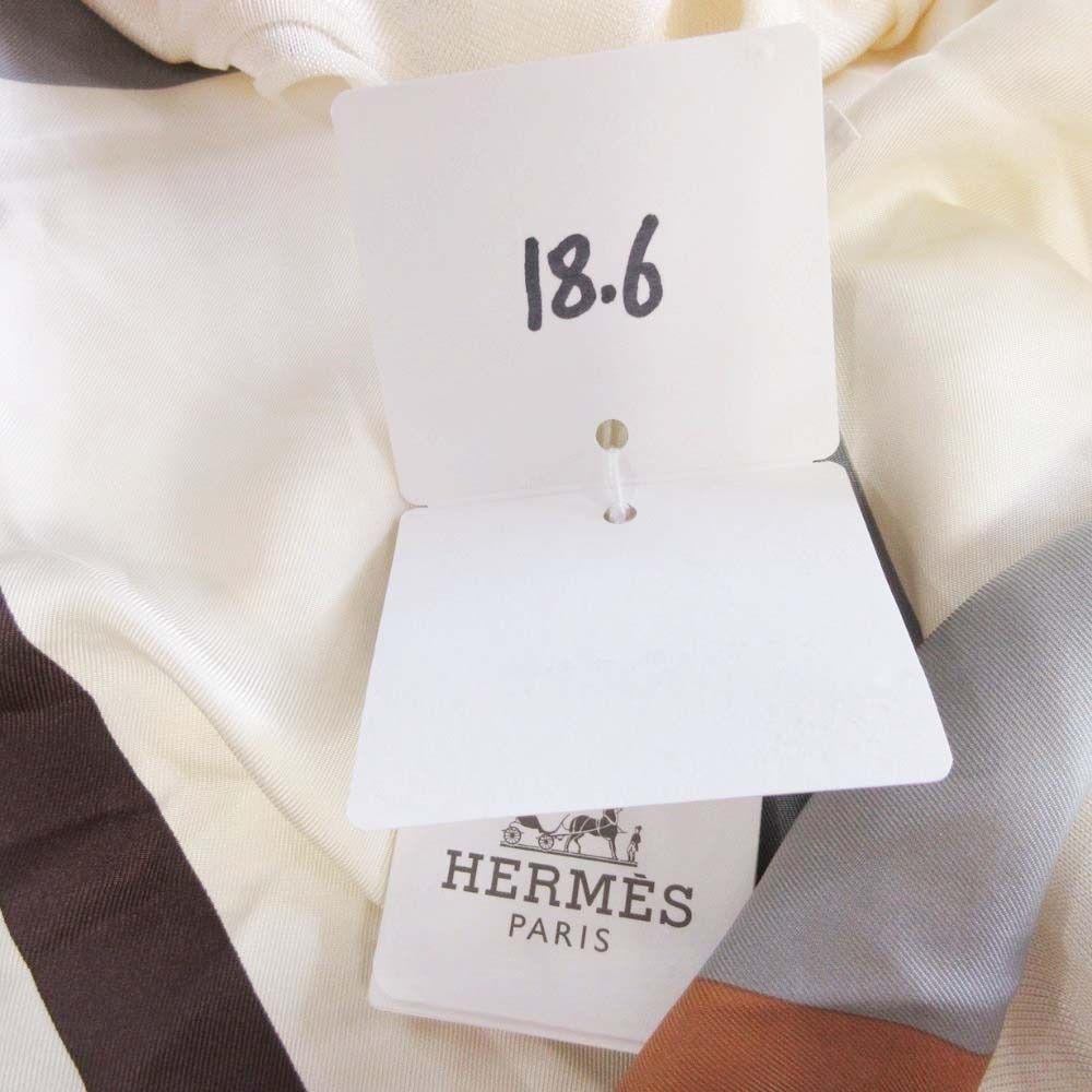 Hermes Twillaine Knit Silk Long Sleeve Geometric Pattern Top 34 Ivory Gray — view 8