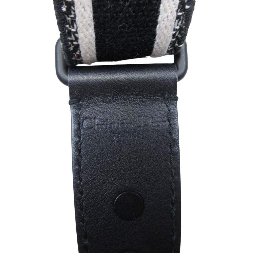 Dior Shoulder Strap Embroidery Signature Logo Bag White Black — view 8