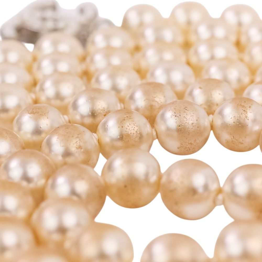 Chanel CC Logo Pearl Necklace Gold