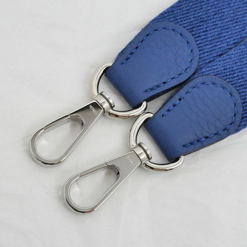 Hermes Evelyne TPM Shoulder Bag Blue Thailand Silver Taurillon Clemence — view 8