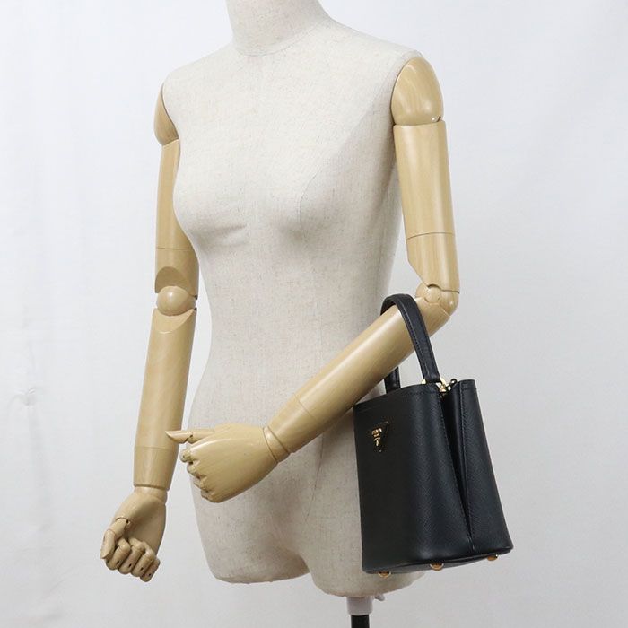 Prada Saffiano Leather Small Bag 2-Way Panier Handbag Calfskin — view 8