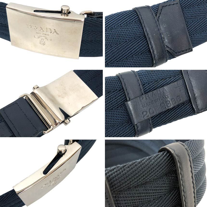 Prada Belt 80 32 Navy Silver Buckle — view 3