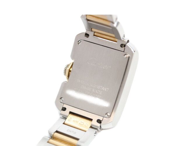 Cartier YG SS Tank Anglaise SM Silver Guilloche Dial Quartz — view 8
