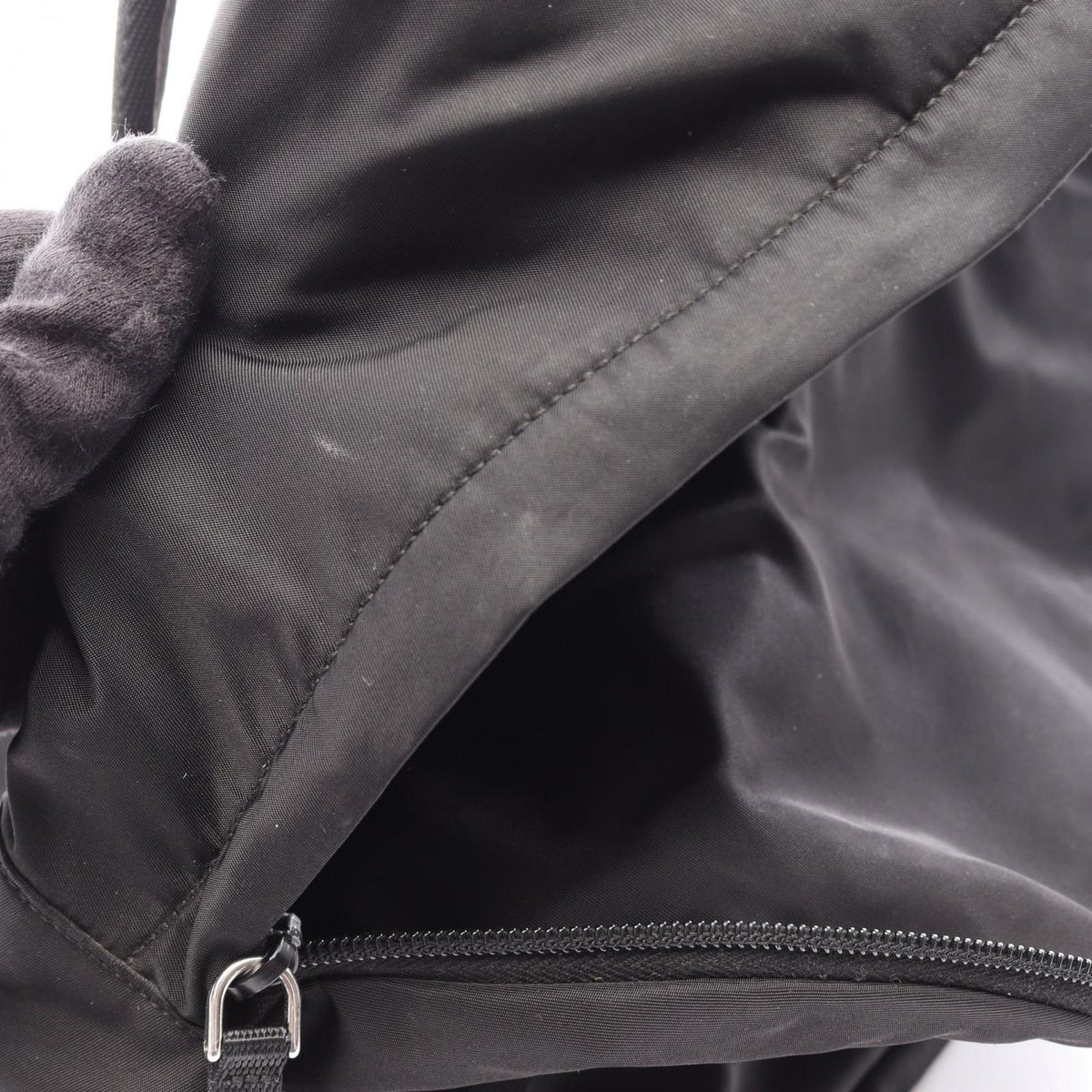 Prada Backpack Triangle Plate Black Nylon Logo Back — view 8