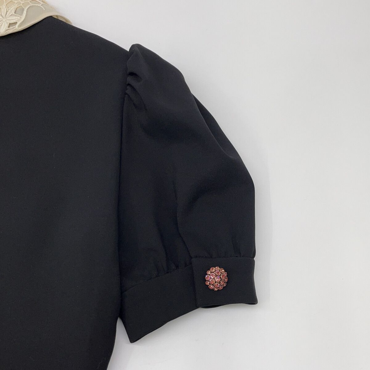 Gucci Black Pink Embroidered Lace Color Ribbon Dress — view 8