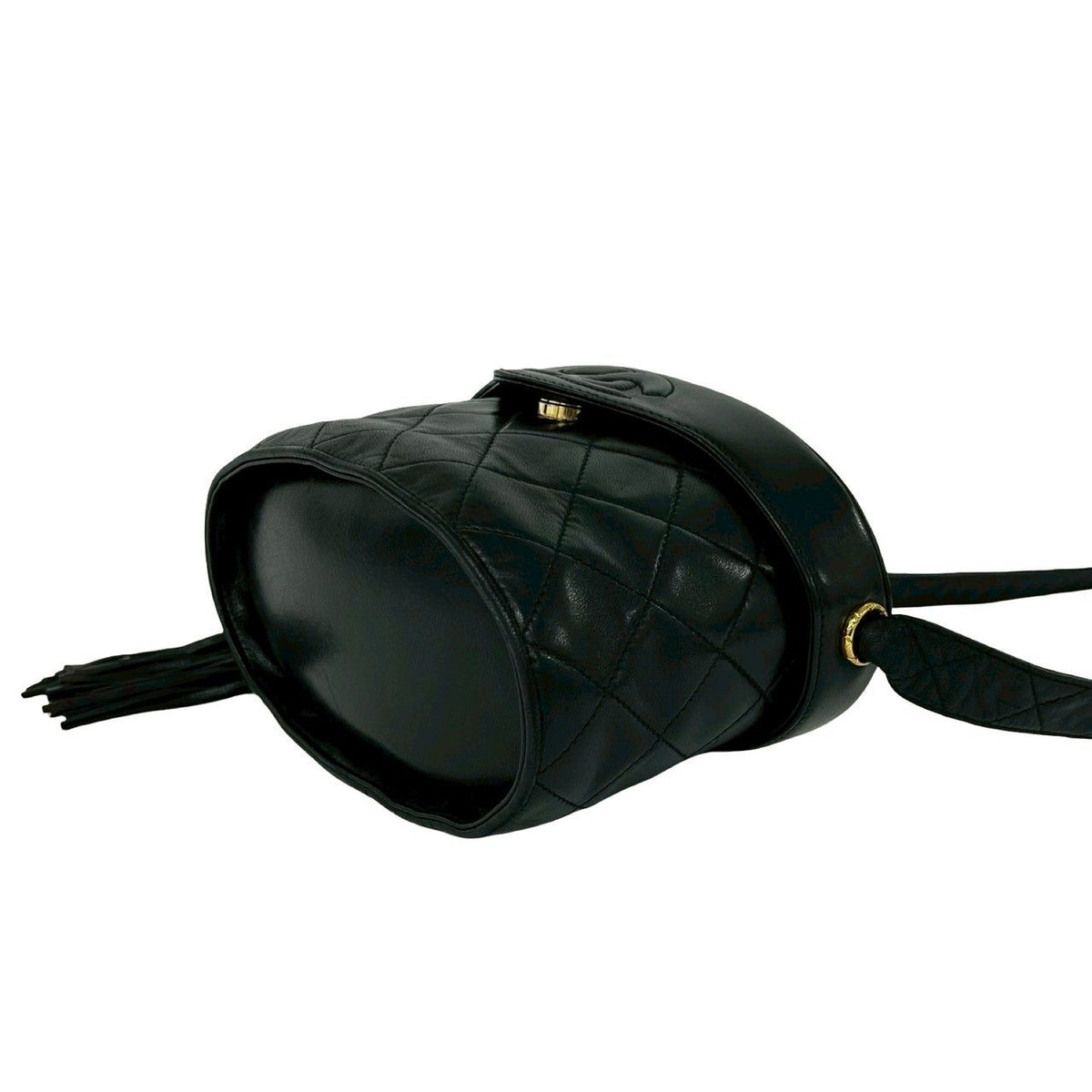 Chanel And Vintage CC Logo Lambskin Tassel Shoulder Bag Vanity Black — view 8