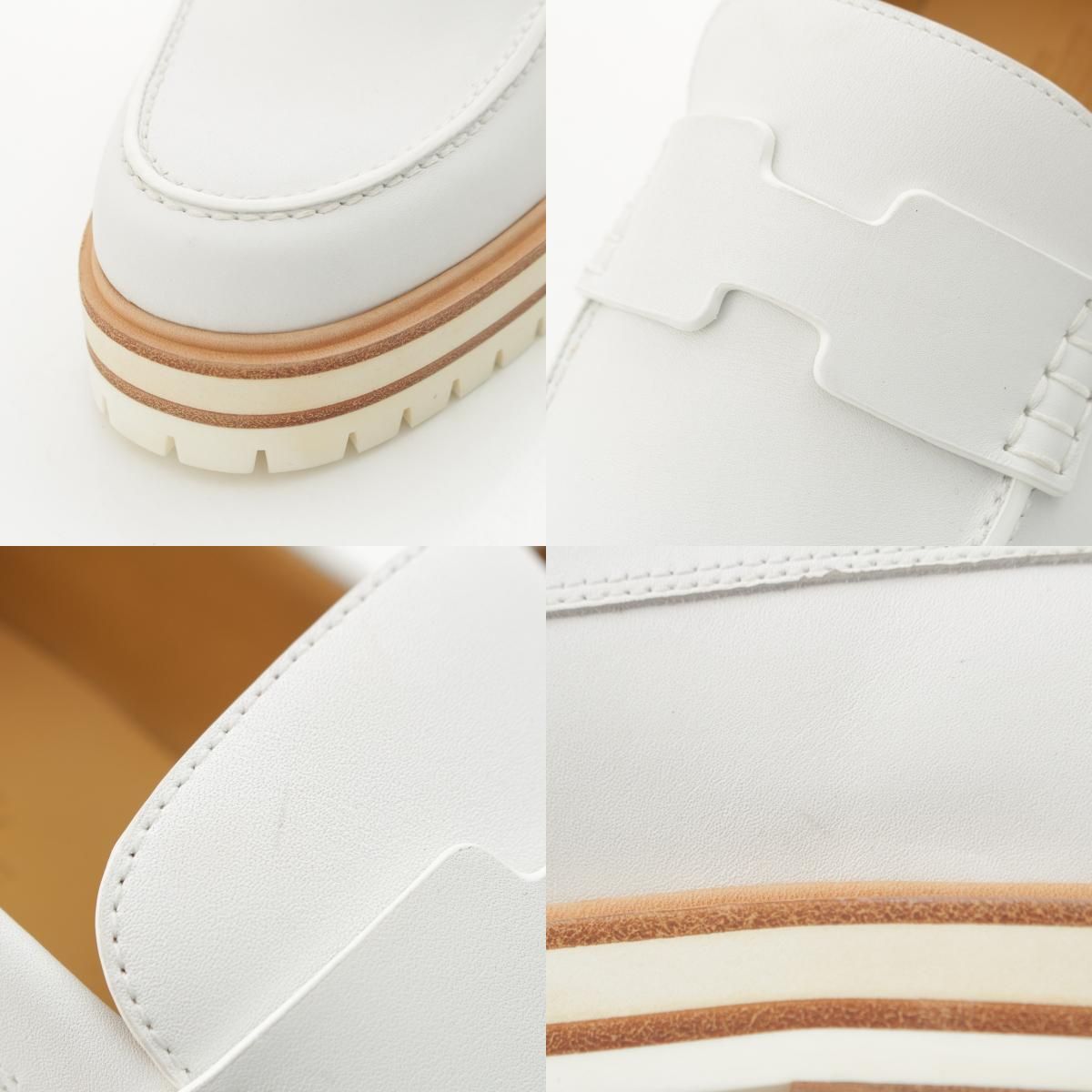 Hermes Leather Moccasins Ivy Loafers Shoes Sold White — view 8