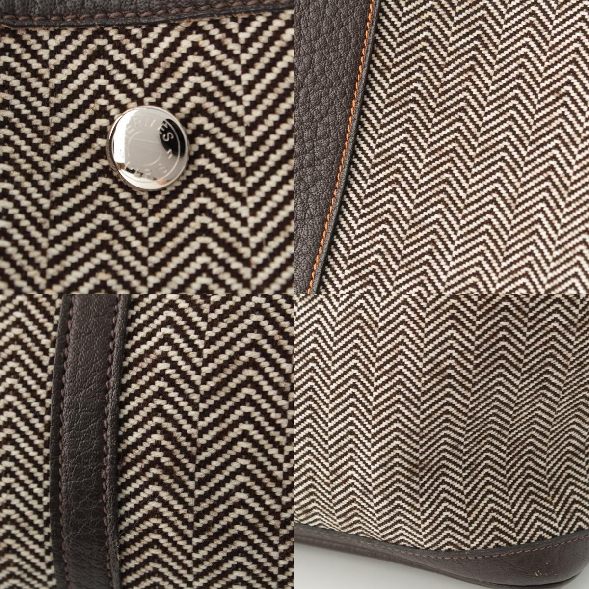 Hermes Garden Party GM Toilet Blanc Negonda Herringbone Handbag Tote Ecru — view 8