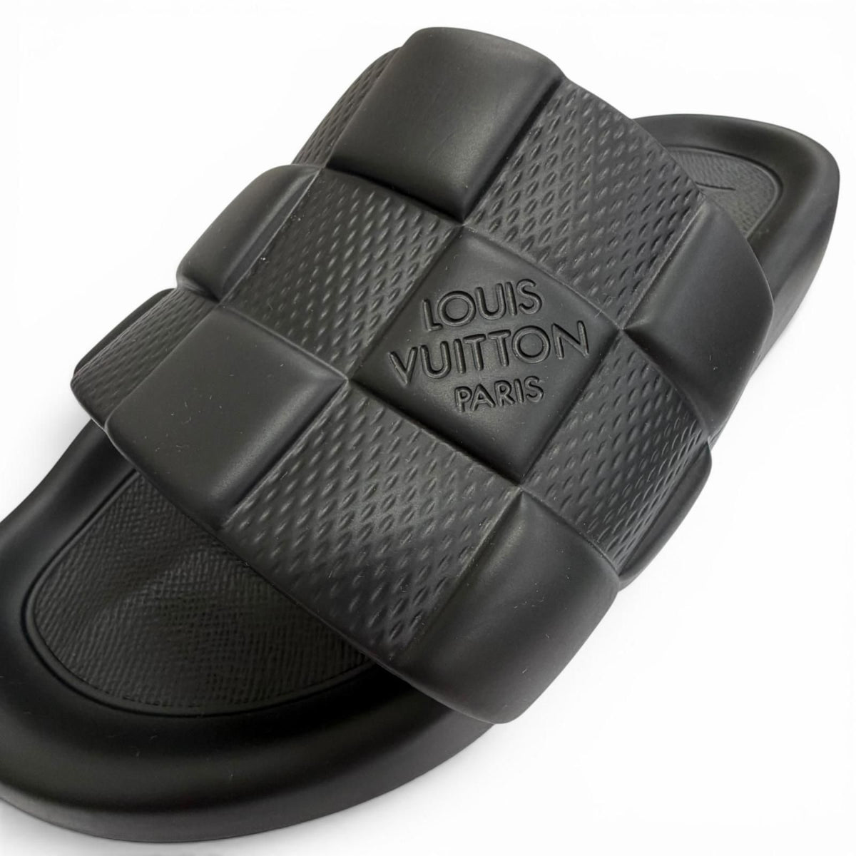 Louis Vuitton LV Waterfront Line Rubber Damier Slide Sandals Black 8 — view 8