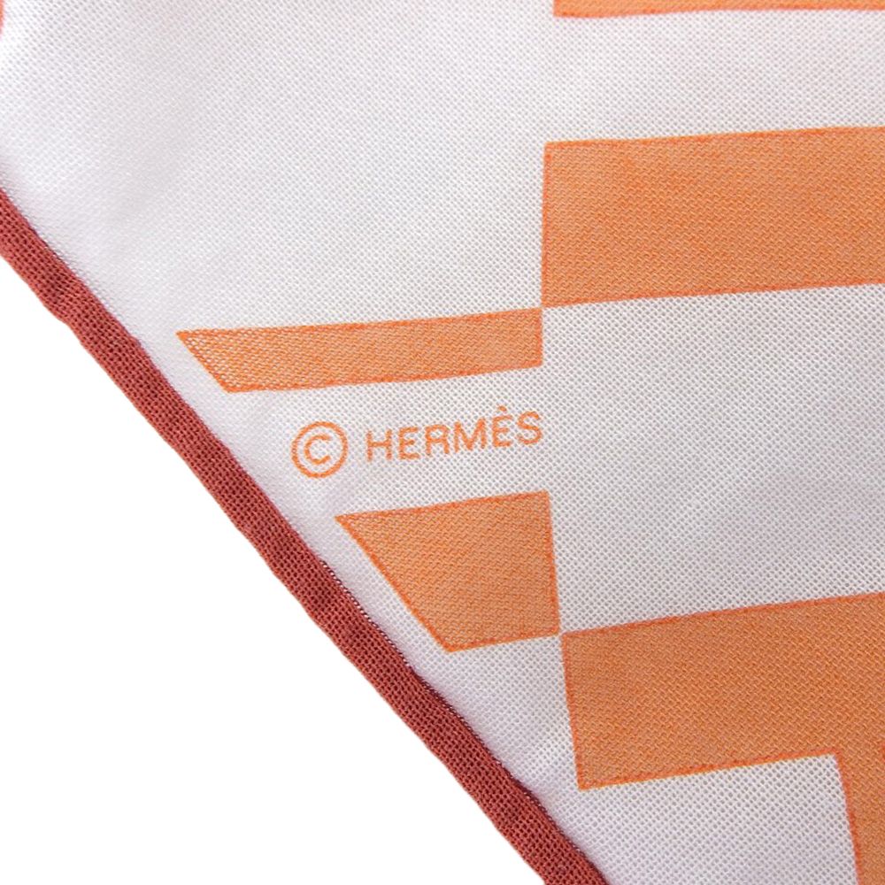 Hermes Carre 70 Cotton Scarf Op'h Pattern Orange — view 8