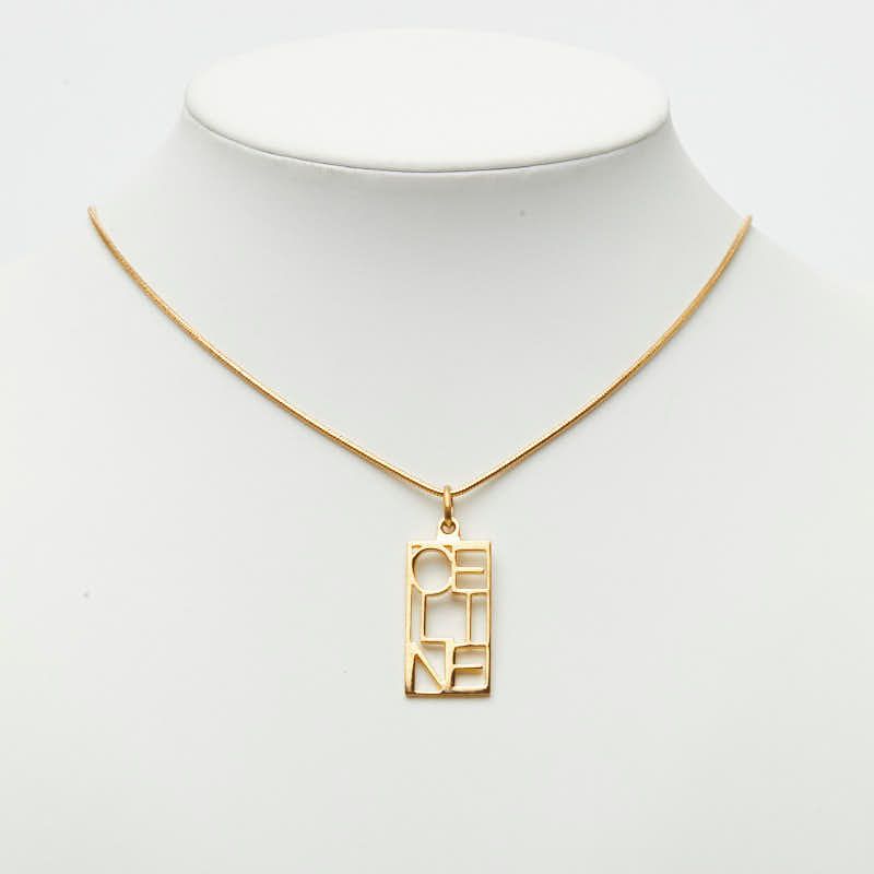 Celine Logo Plate Chain Pendant Gold Plated — view 6
