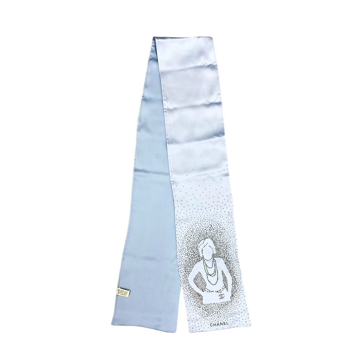 Chanel Logo Silk Scarf Pattern Bandana Shawl Light Blue 7 1 — view 3