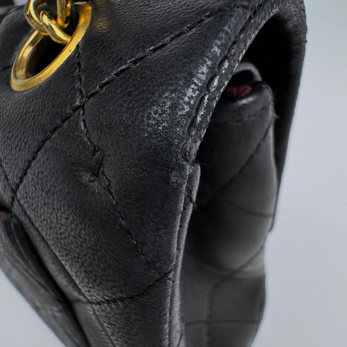 Chanel Quilted Double Flap Chain Shoulder Bag CC Logo Leather Black — view 8