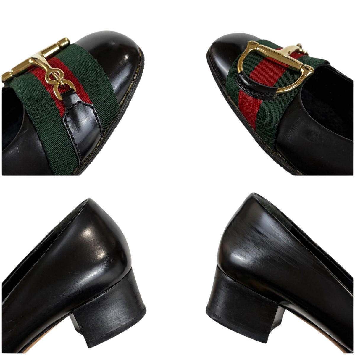 Gucci Horsebit Sherry Line Pumps Square Toe Hasurabit Black Leather Half Heel 34 — view 8