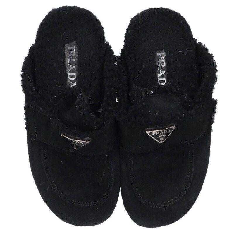 Prada Shearling Sandals With Triangular 38 — view 5