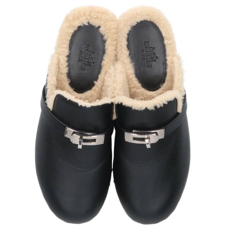 Hermes Carlotta Clogs Kelly Buckle Leather Sandals — view 5