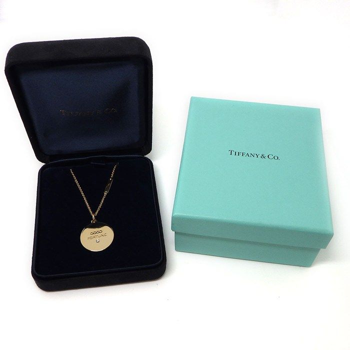 Tiffany & Co Necklace Future Round Charm Vintage 1 Point Diamond 18K Yellow Gold — view 7