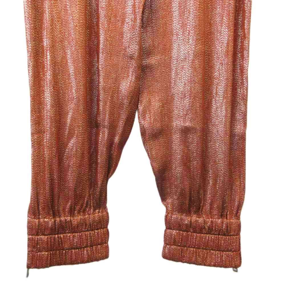 Gucci Last Brown Lame Waist Tie Joggers Pants Easy Silk 40 Orange Drawstring — view 5