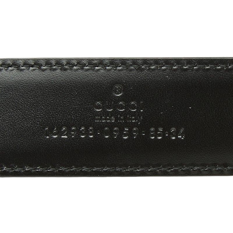 Gucci Sherry Line Square Logo Buckle Belt Black Silver Leather — view 5