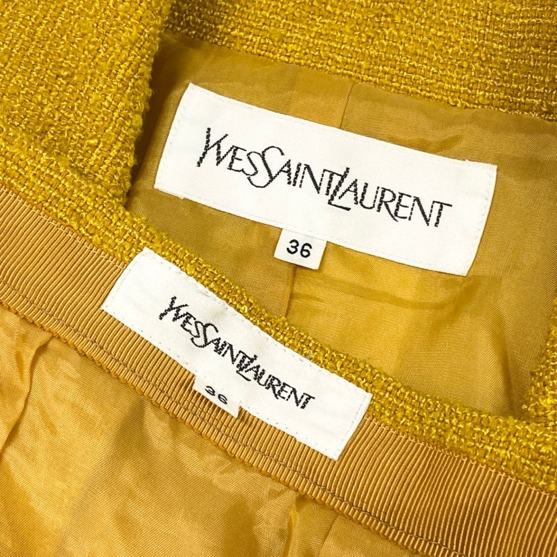 Saint Laurent Set Skirt Suit Tweed Jacket 36 Yellow — view 8