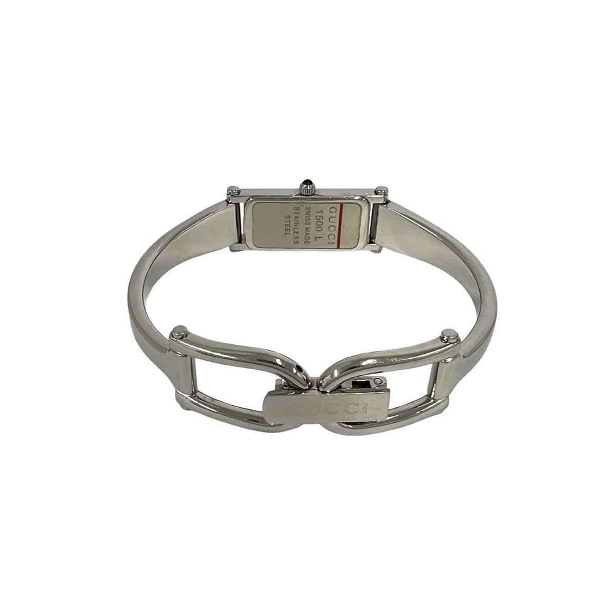 Gucci Bangle Watch Stainless Steel Quartz Wrist Silver Black — view 8